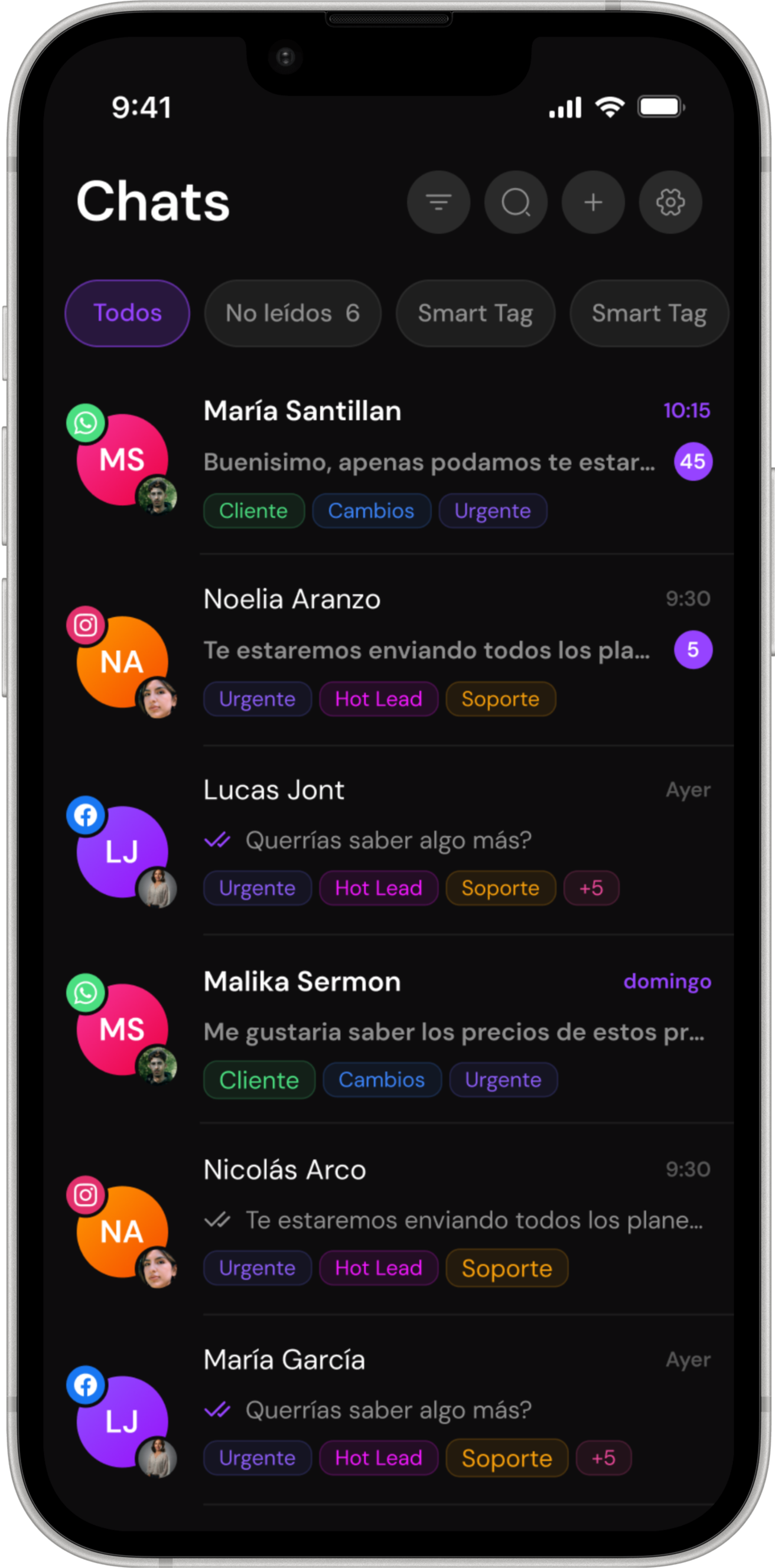 La app de Prometheo abierta en un teléfono